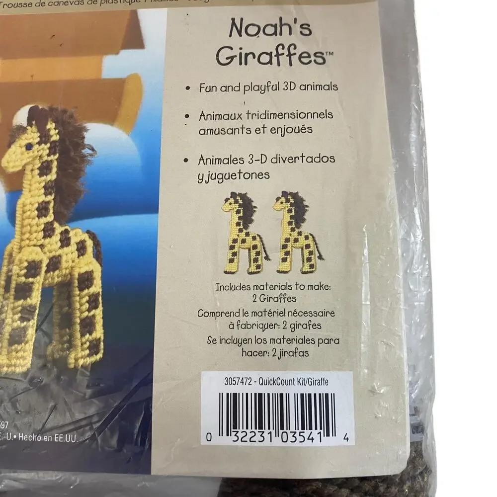 Noah's Arc Giraffes Quick Count Plastic Canvas Needlepoint Kit Zoo Animal SEALED